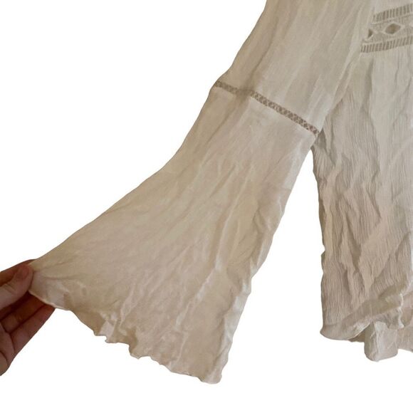 H&M boho flowy sleeve top long sleeve eyelet cut out size 12 - Picture 4 of 6